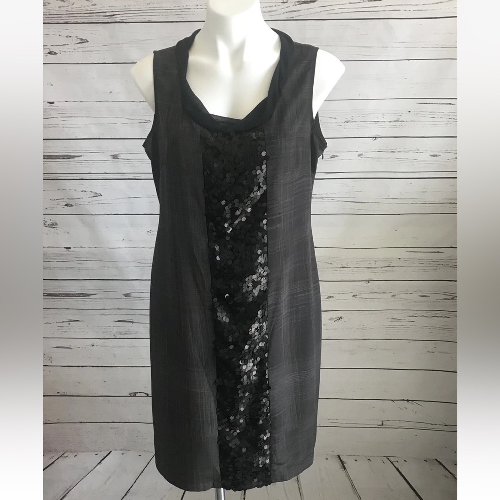 Simply Vera Wang Sheath Dress SIZE 12 Gray Plaid Sequins Sleeveless NWT $78